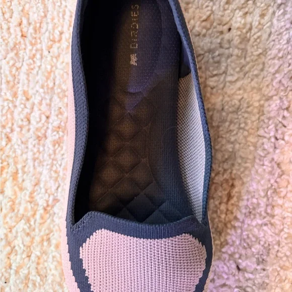 Birdies Blackbird Flats Size 7 Antique Pink Navy Trim Comfort Loafers - Picture 7 of 10